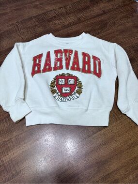White Kids Harvard Sweatshirt with Red Crest